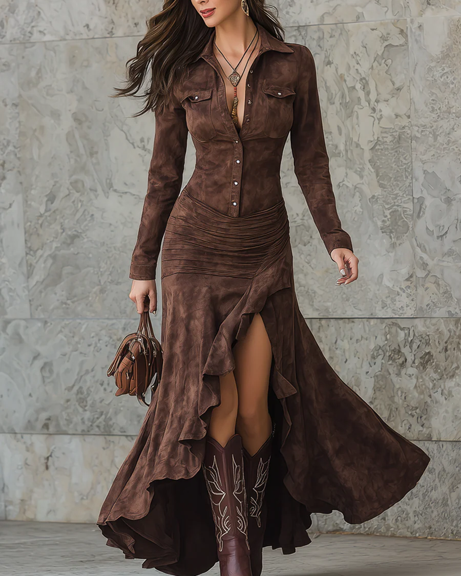 SÉRINA | Vestido Largo Elegante de Manga Larga