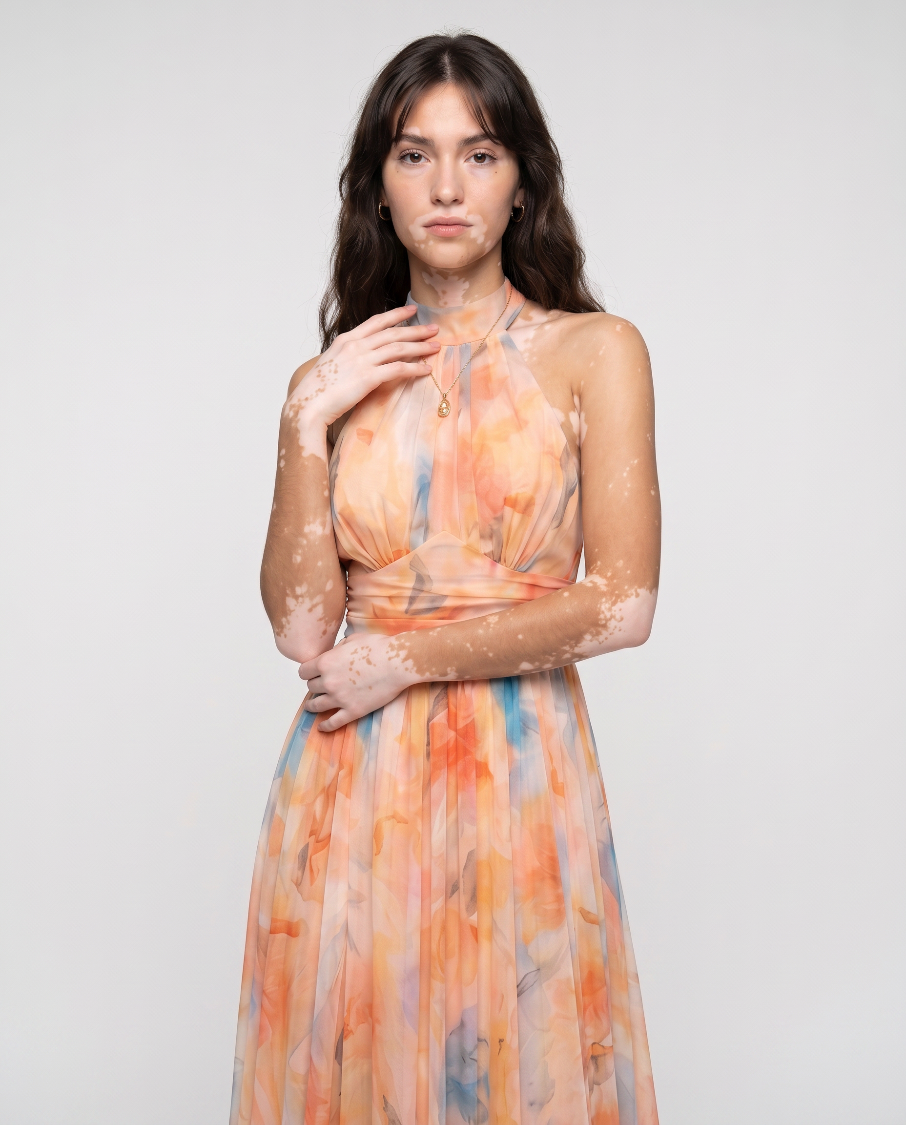 Esther™ | Vestido de Cuello Halter con Estampado de Acuarela