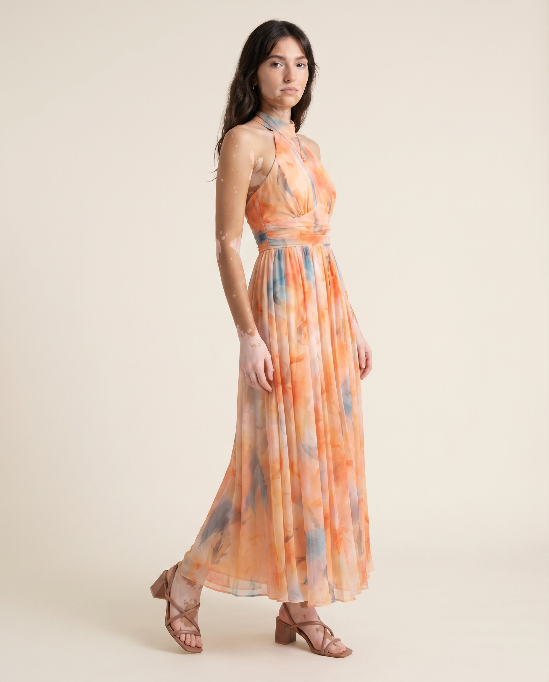 Esther™ | Vestido de Cuello Halter con Estampado de Acuarela